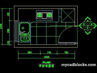 Kitchen CAD plane and elevation 35